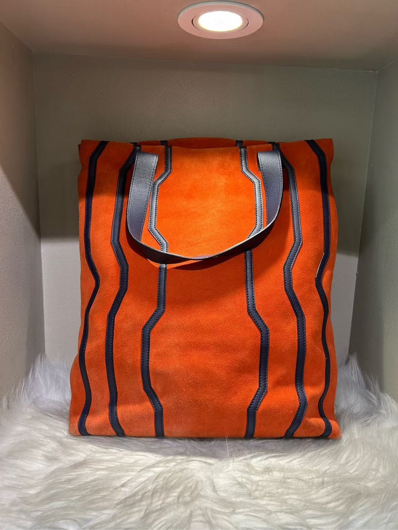 Pre-loved LOEWE Vertical Tote Orange Suede Bag