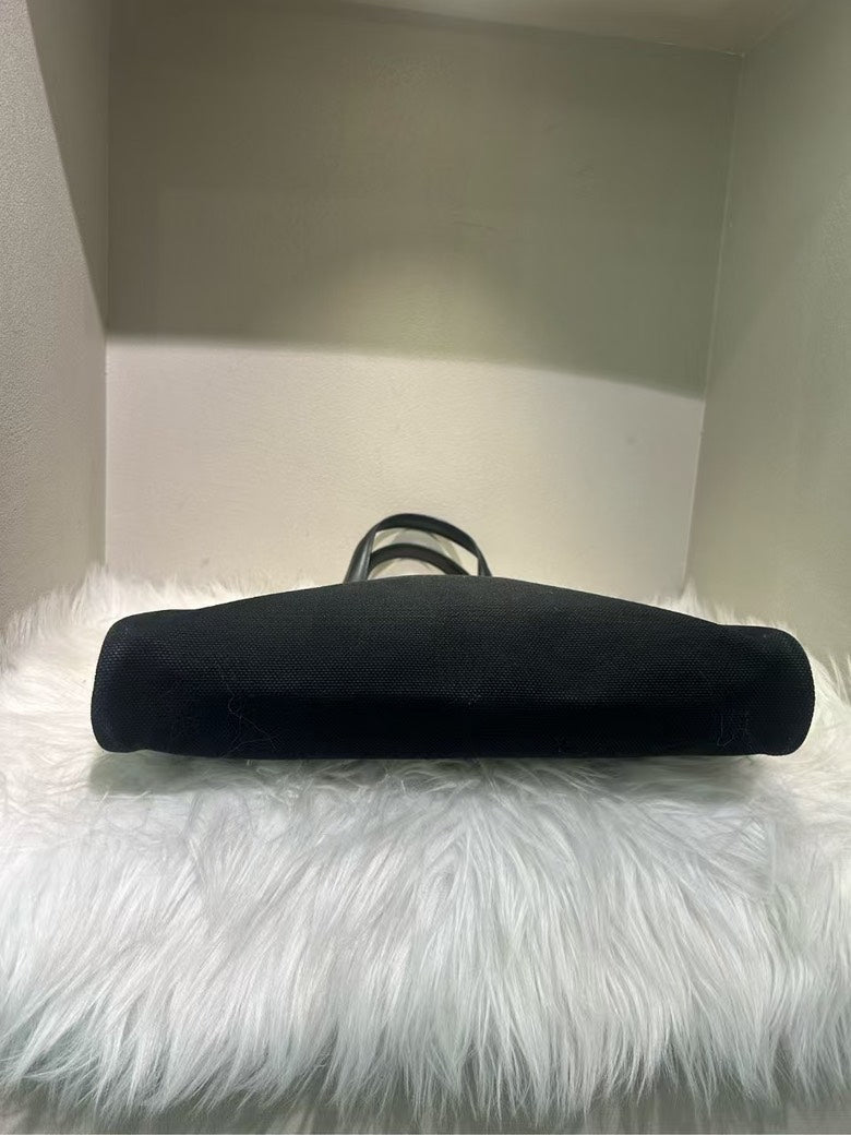 HERMES Black Canvas Top Handle Bag