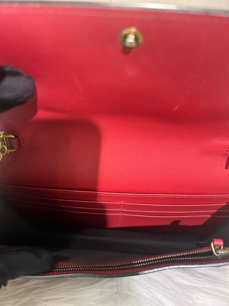 GUCCI Broadway White Red Blue Bee Leather Crossbody Bag