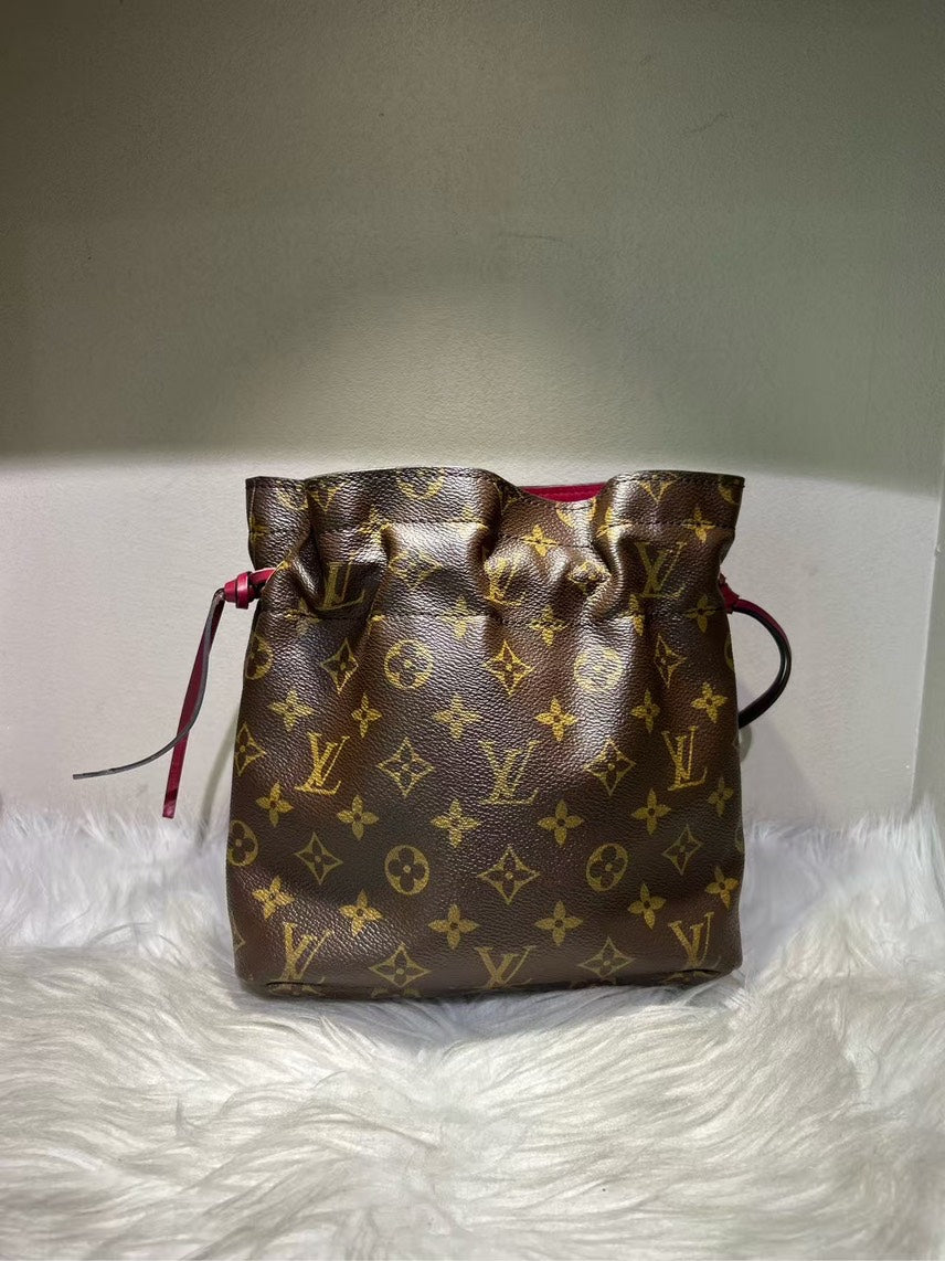 Louis Vuitton Monogram Brown Drawstring Bucket Bag - Pre-loved NO STRAP