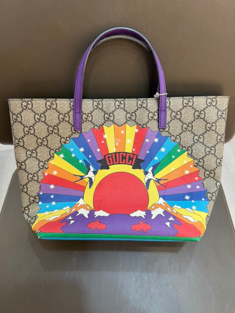 Gucci Rainbow GG Canvas Mini Tote Bag - Colorful Designer Handbag