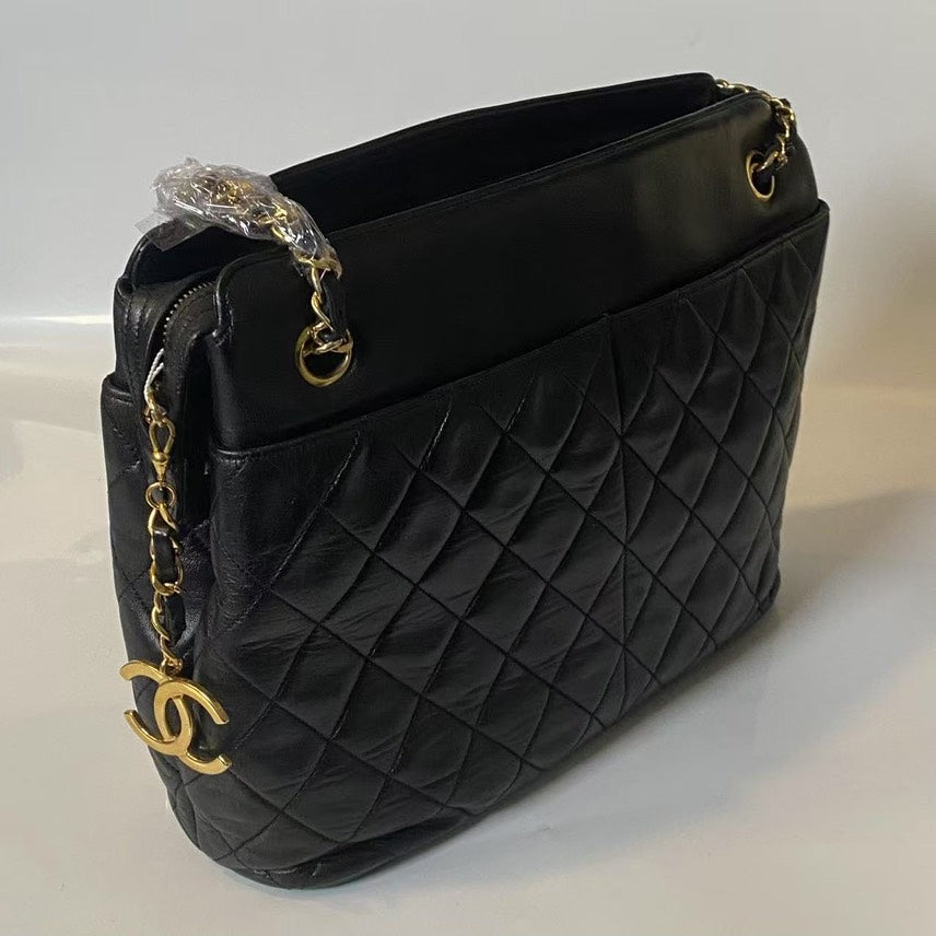 Chanel Quilted Black Leather Shoulder Bag