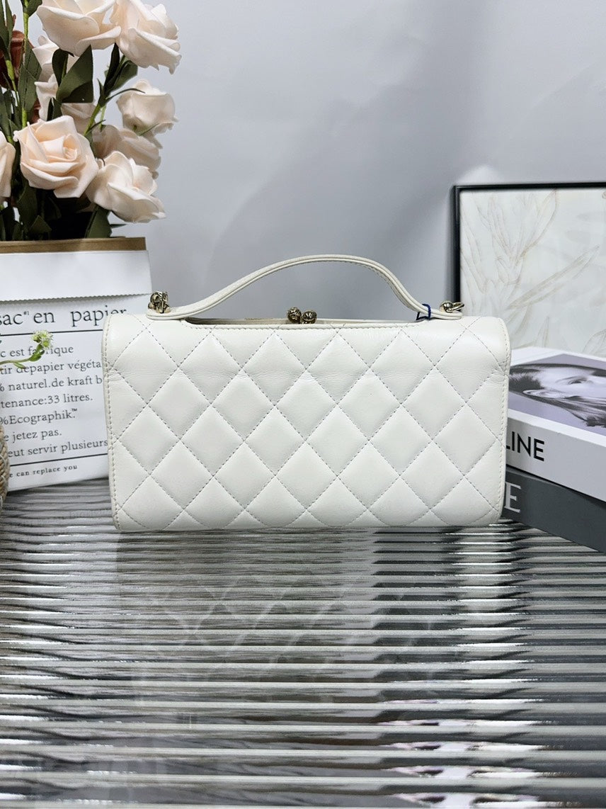 Chanel HFY Quilted White Leather Shoulder Bag