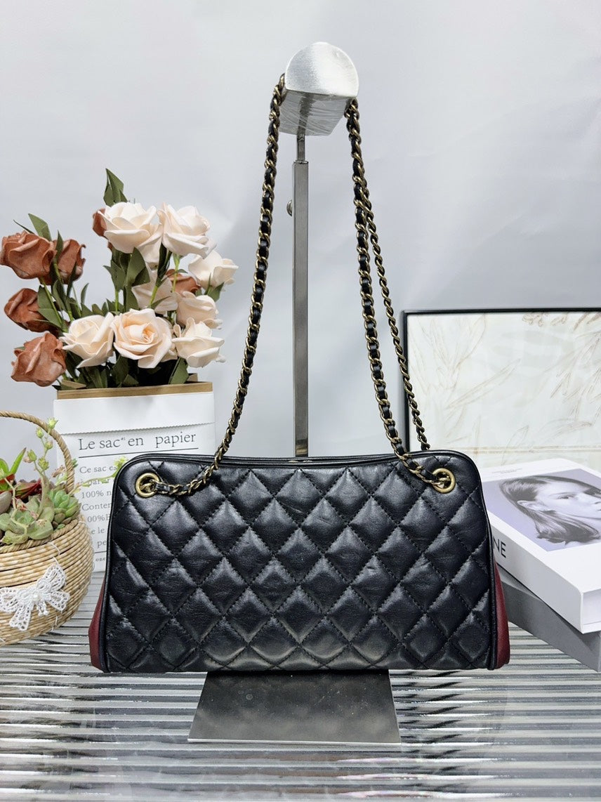 Chanel Quilted Shoulder Bag Black Leather