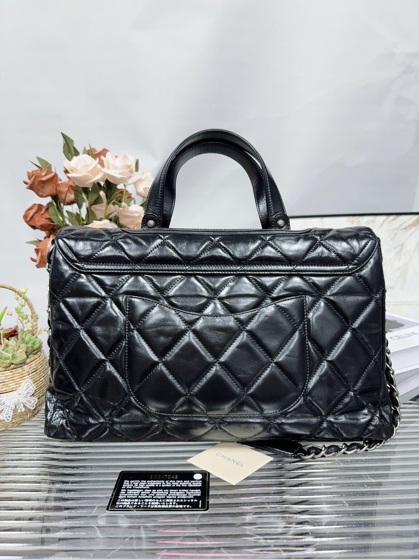 Chanel Quilted Black Leather Shoulder Bag HFY