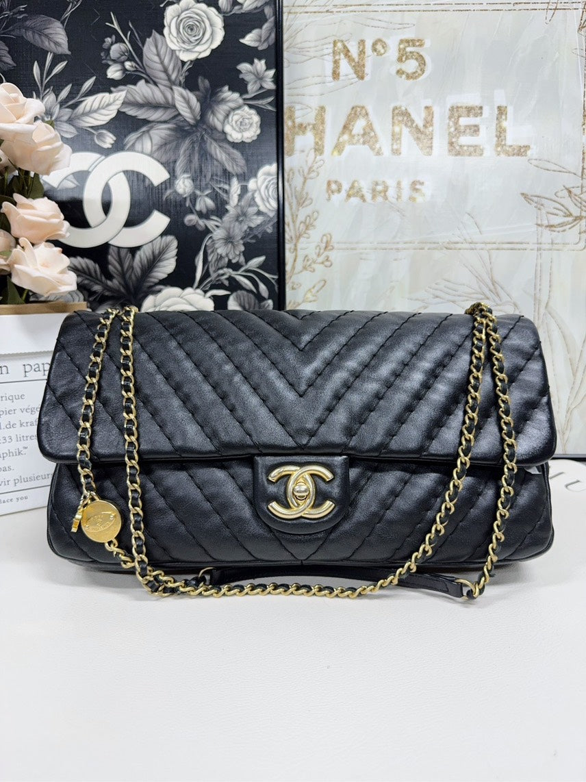 Chanel HFY Black Quilted Leather Shoulder Bag