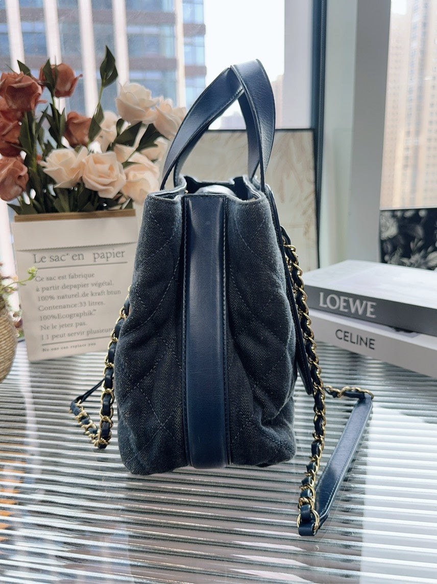 Chanel HFY Denim Blue Quilted Shoulder Bag