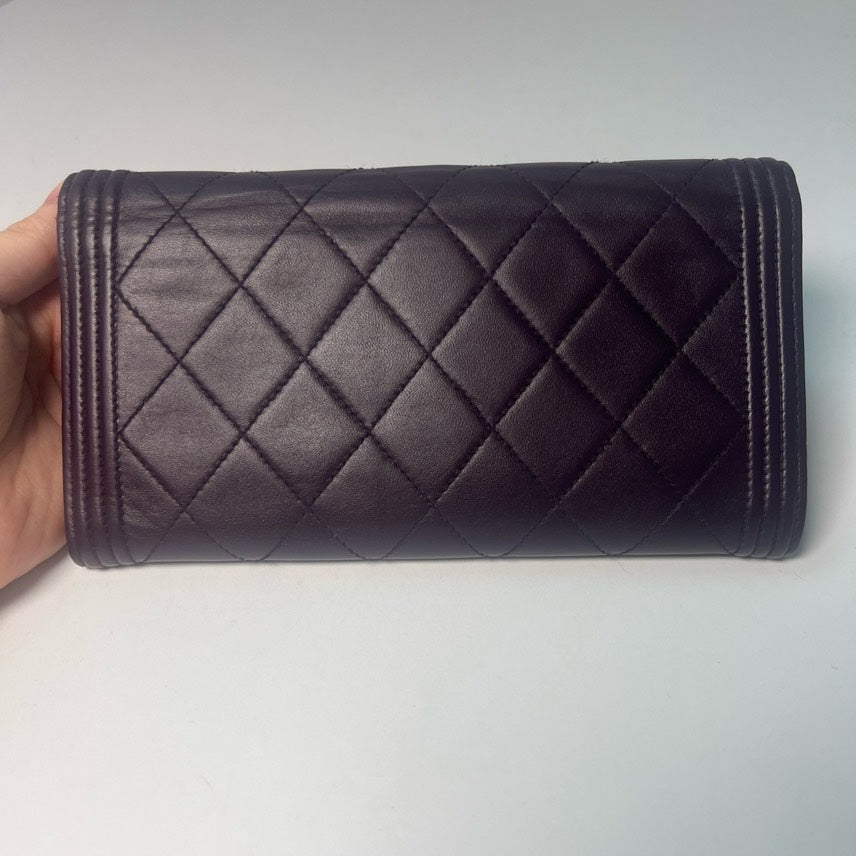 Chanel LeBoy Quilted Black Leather Wallet