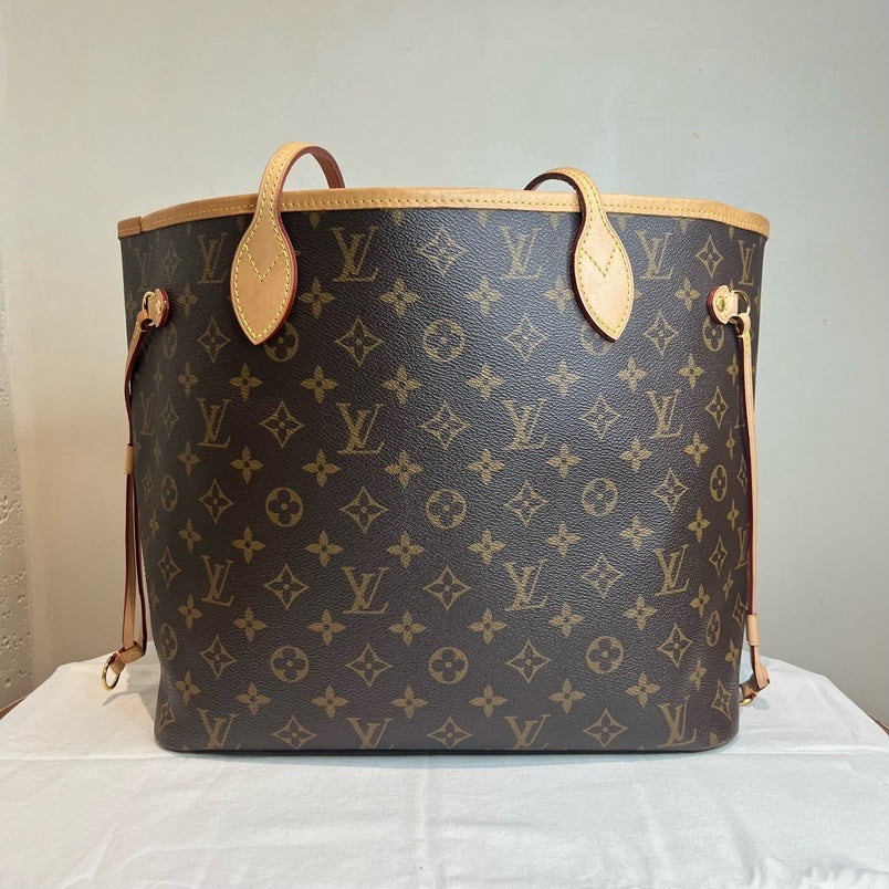 Louis Vuitton Neverfull with Pouch Monogram Canvas Tote Bag - Brown