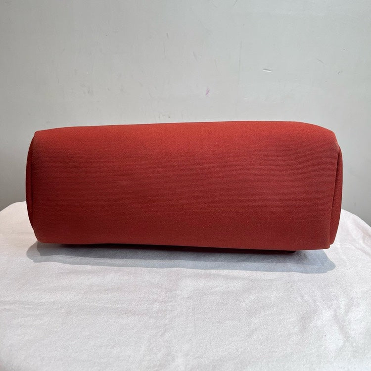 Hermes Herbag Zip 31 Two-Tone Red Canvas and Leather Top Handle Bag with Lock & Keys
