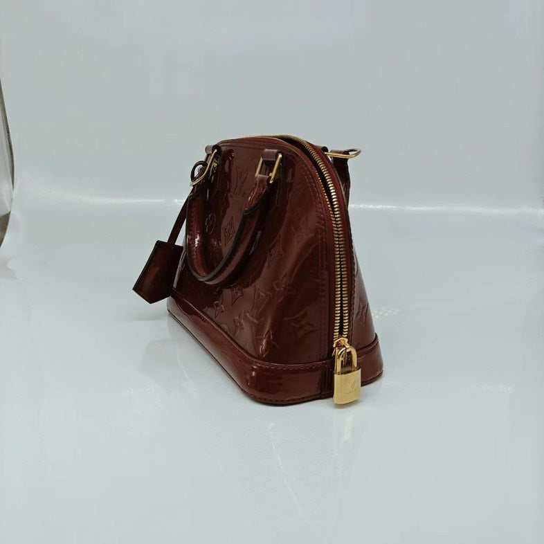Louis Vuitton Burgundy Cherry Patent Alma BB Crossbody Bag