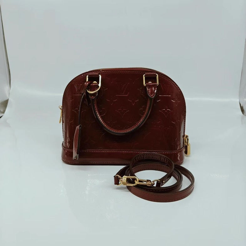 Louis Vuitton Burgundy Cherry Patent Alma BB Crossbody Bag