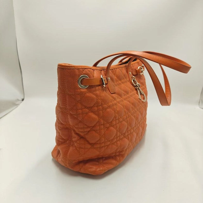 Christine Dior Miss Dior Tote Orange Leather Bag