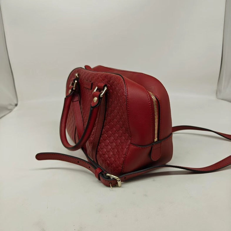 Gucci Embossed GG Logo Medium Red Leather Crossbody/Handbag