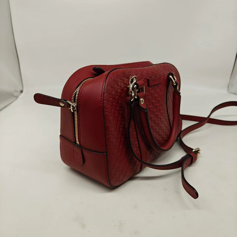 Gucci Embossed GG Logo Medium Red Leather Crossbody/Handbag