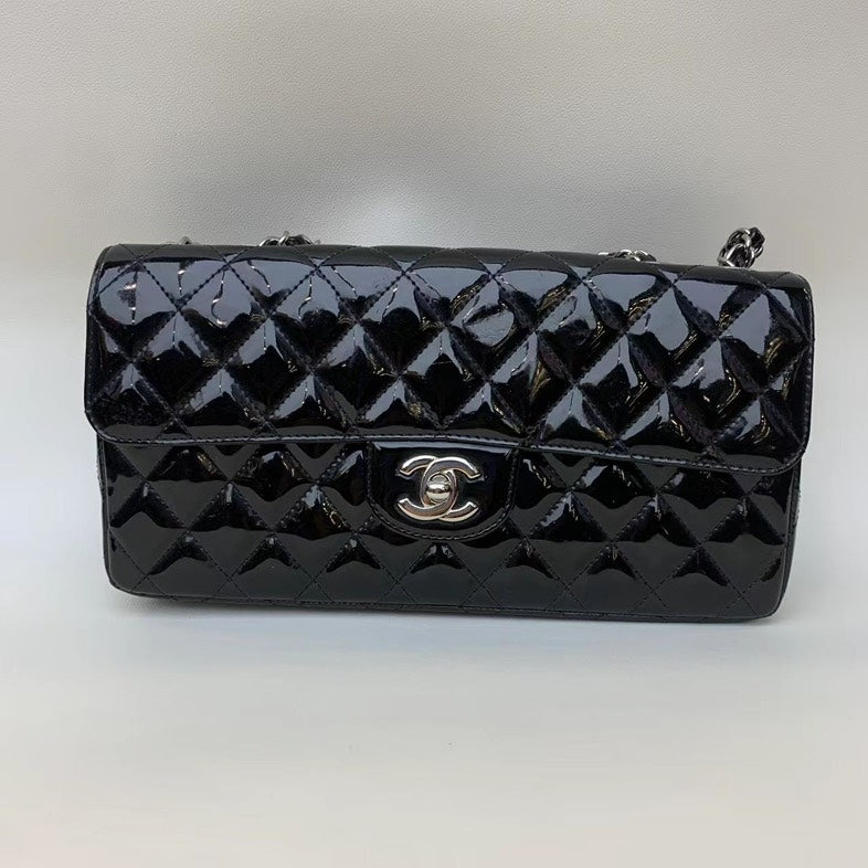 Chanel Classic Black Patent Flap Crossbody Bag - Iconic Designer Style