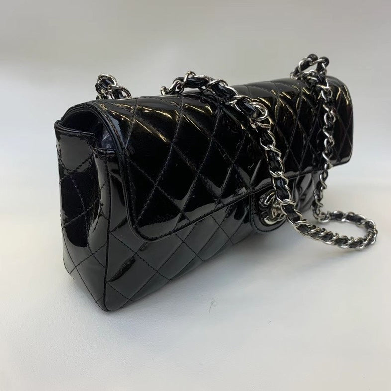 Chanel Classic Black Patent Flap Crossbody Bag - Iconic Designer Style