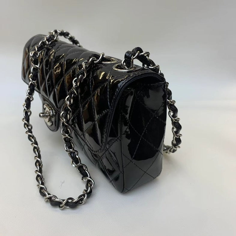 Chanel Classic Black Patent Flap Crossbody Bag - Iconic Designer Style