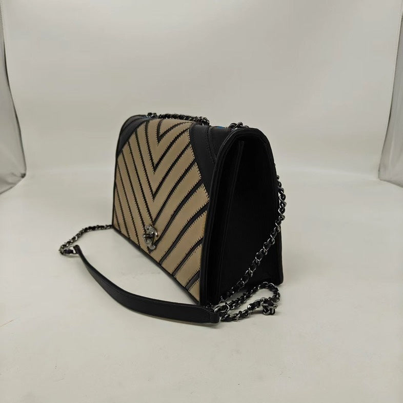 Chanel Leboy Golden Chevron Crossbody/Handbag - Black - Leather - Great Condition