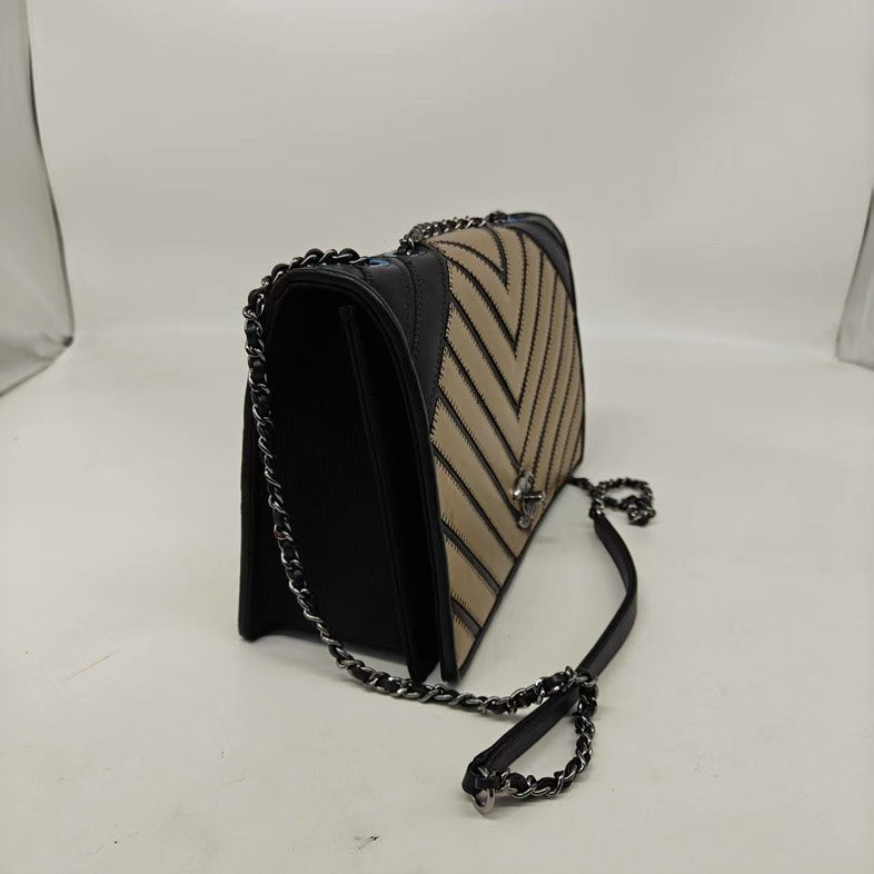 Chanel Leboy Golden Chevron Crossbody/Handbag - Black - Leather - Great Condition