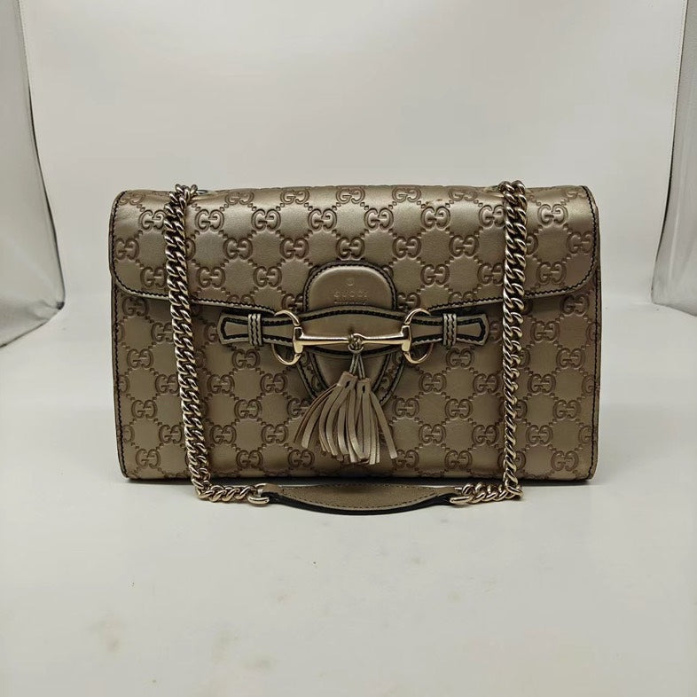 Gucci Emily Golden Crossbody Bag in Metallic Leather