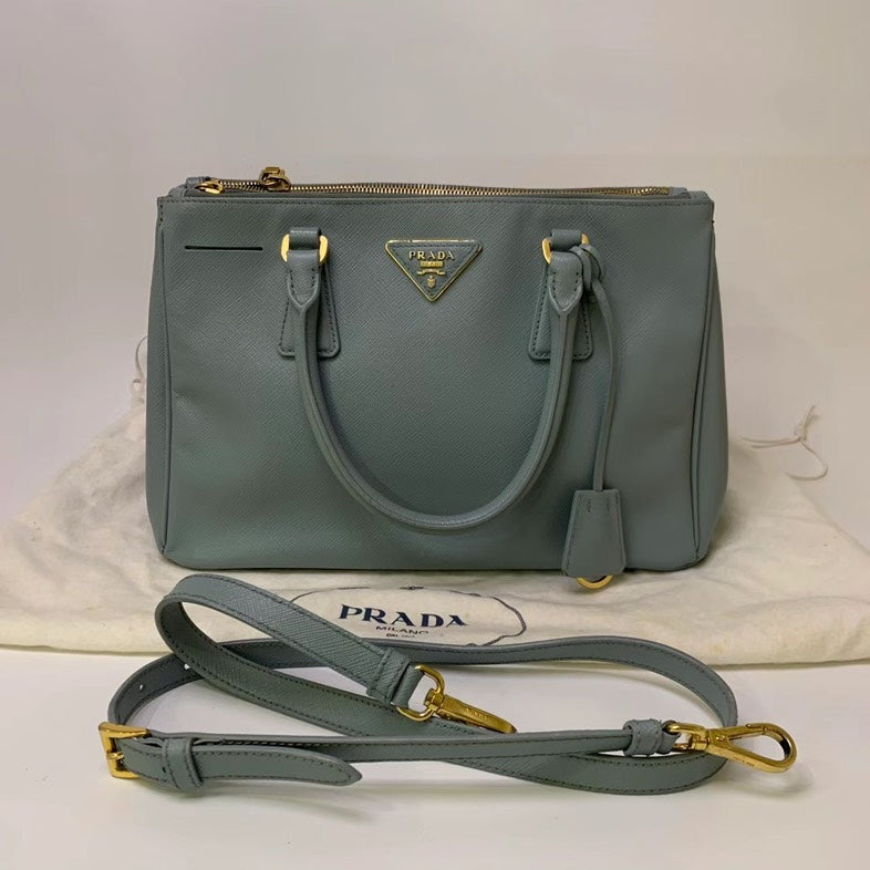 Prada Galleria Teal Saffiano Calfskin Handbag Crossbody
