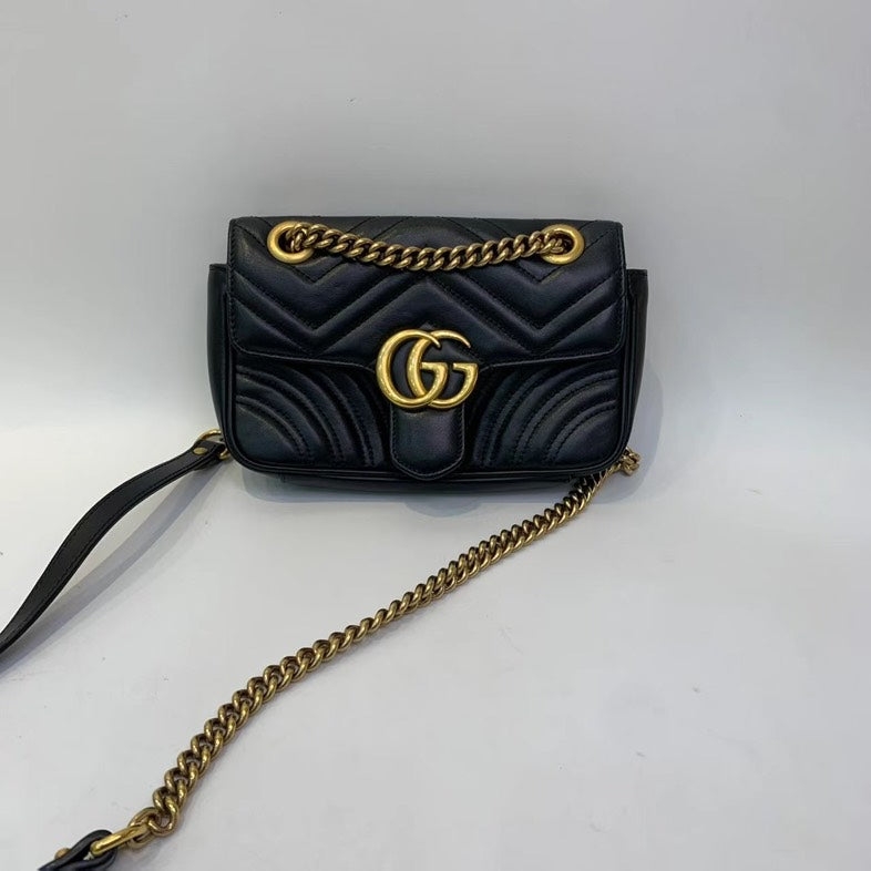 Gucci Classic Marmont Black Calfskin Crossbody Bag