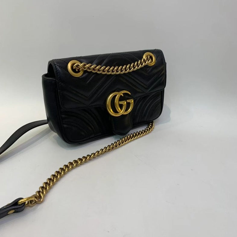 Gucci Classic Marmont Black Calfskin Crossbody Bag