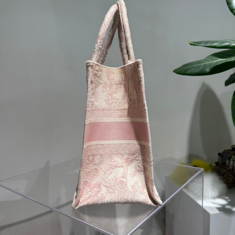 Christian Dior Book Tote Zoo Series Pink MM Size Tote Bag