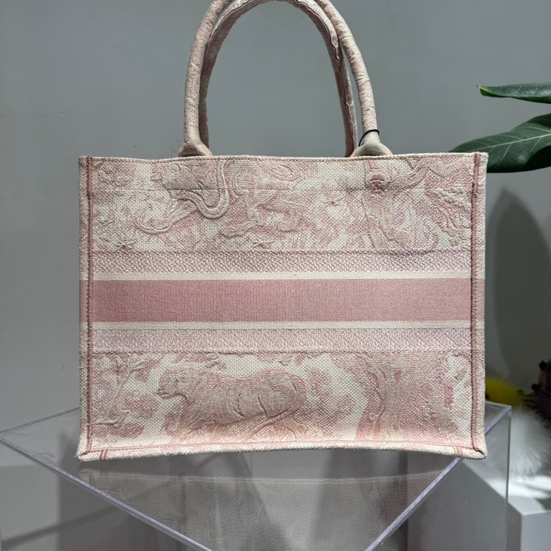 Christian Dior Book Tote Zoo Series Pink MM Size Tote Bag
