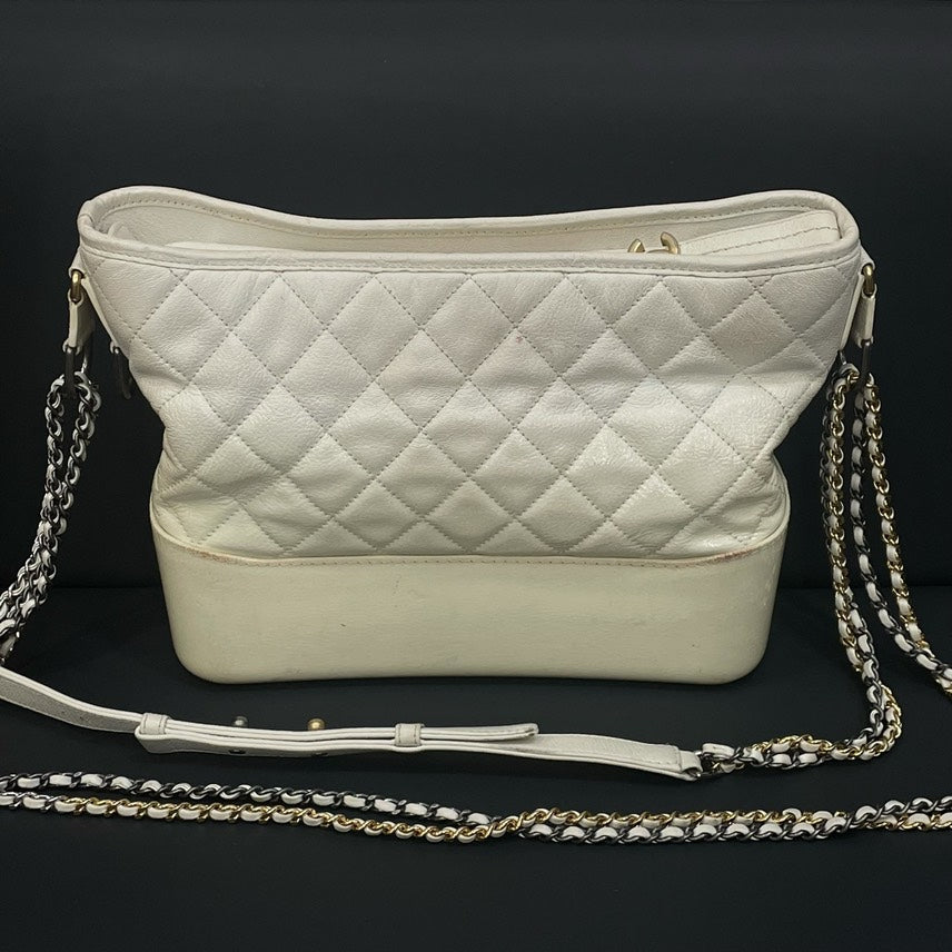 Chanel Quilted Hy Leather Shoulder Bag in White - Luxury