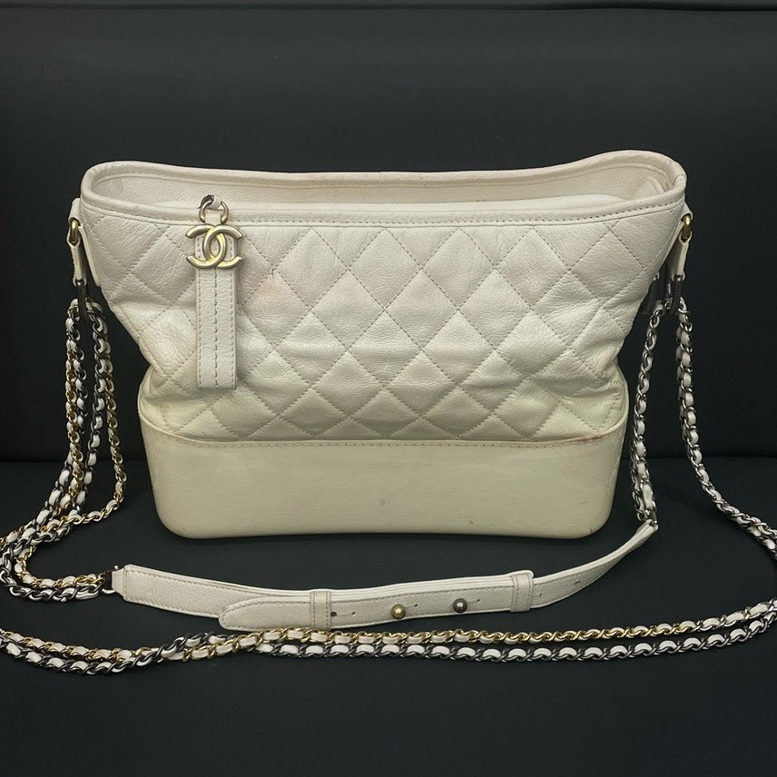 Chanel Quilted Hy Leather Shoulder Bag in White - Luxury
