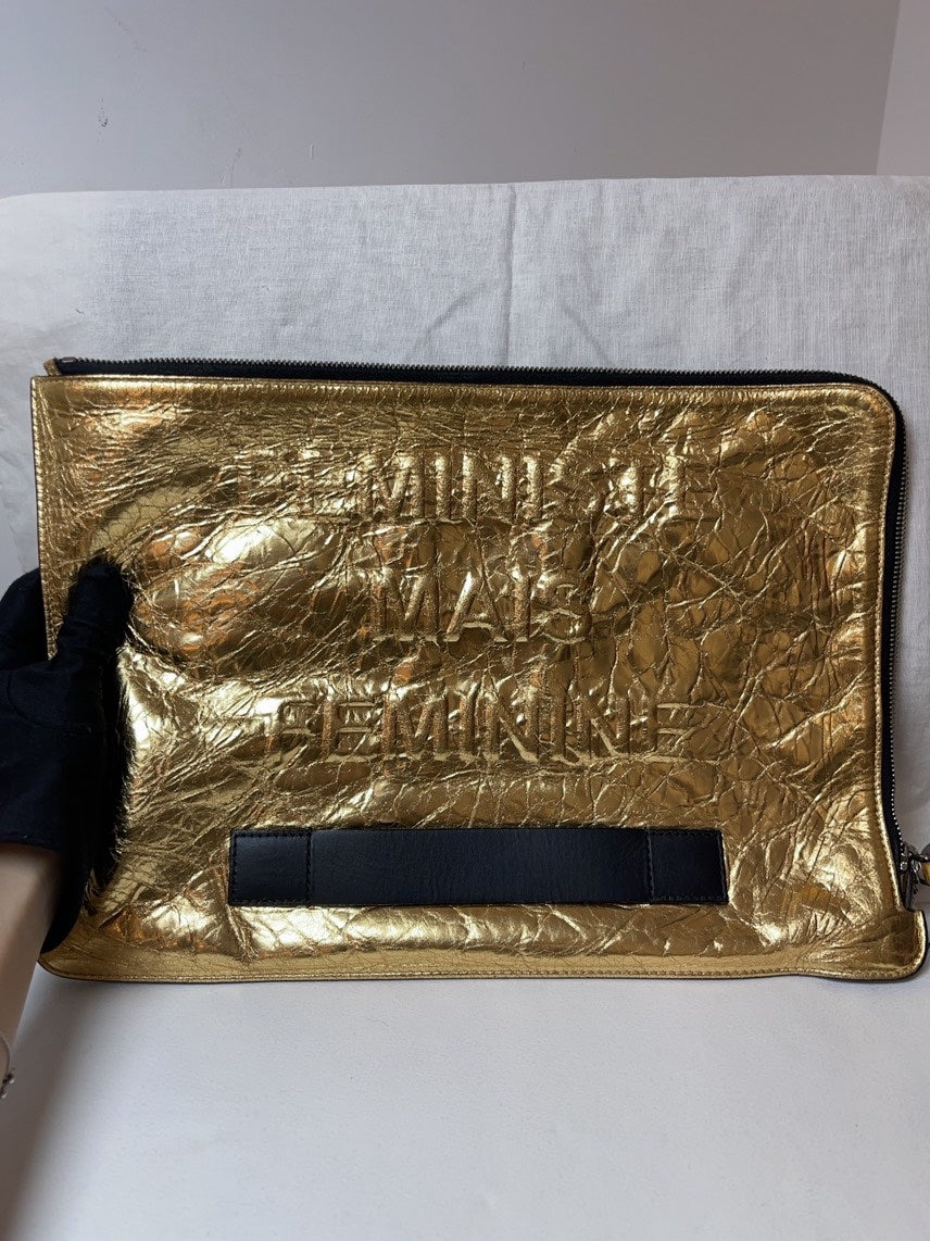 Chanel Gold Leather Pouch