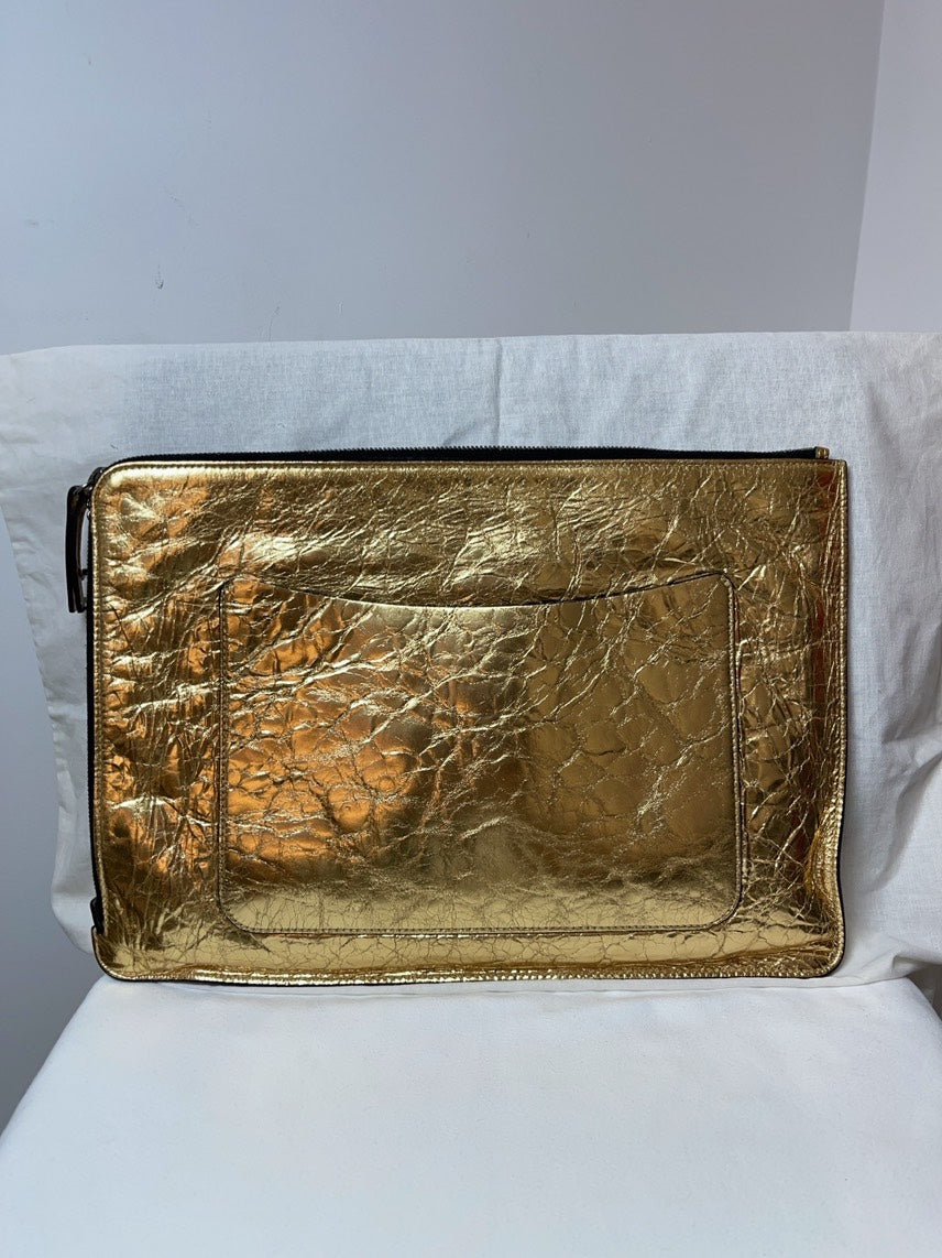 Chanel Gold Leather Pouch