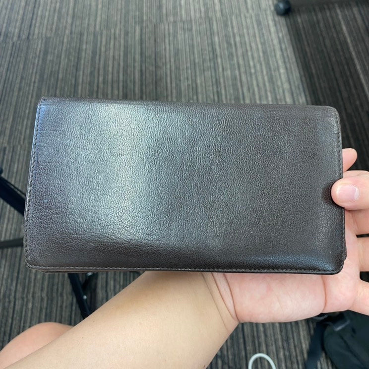 Chanel Preloved Long Wallet Brown Leather A7959