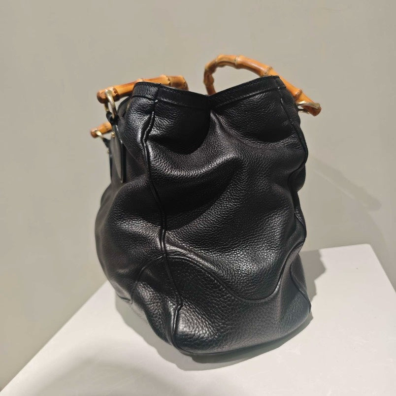 Gucci Bamboo Joint Tote Bag Black Leather