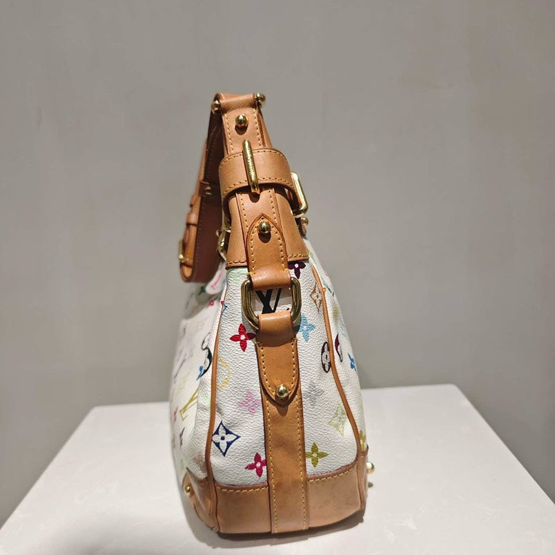Louis Vuitton White Murakami Monogram Multicolore Hobo Tote Bag