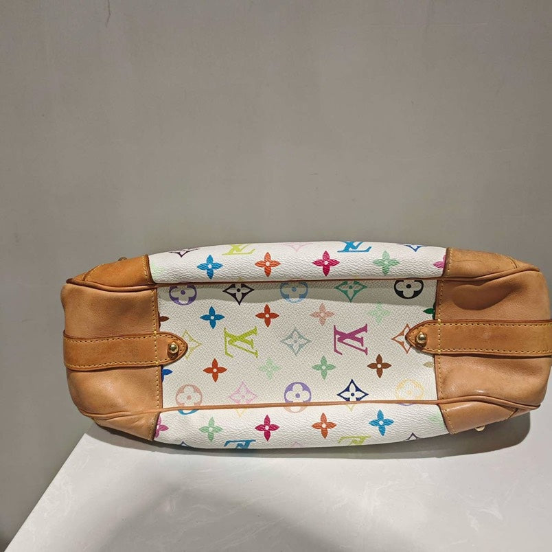 Louis Vuitton White Murakami Monogram Multicolore Hobo Tote Bag