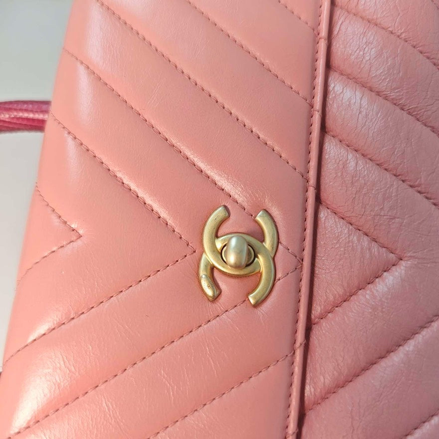 Chanel Coco Handle Pink Lizard Handle Small Preloved Bag