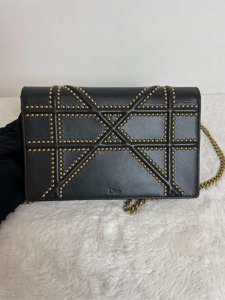 Christian Dior Rama Studded Black Crossbody Bag