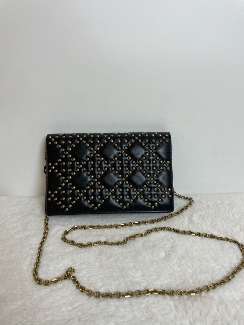 Lady Dior Chain Bag - Black Leather Studded Crossbody Bag