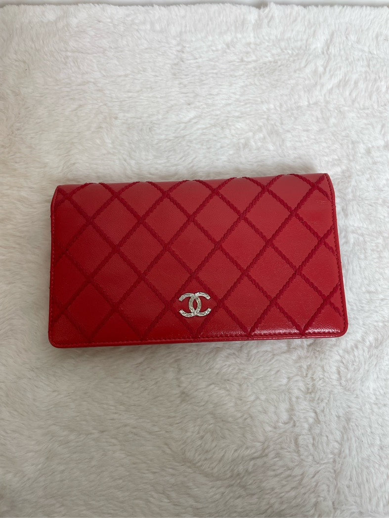 Chanel Quilted Red Leather Wallet