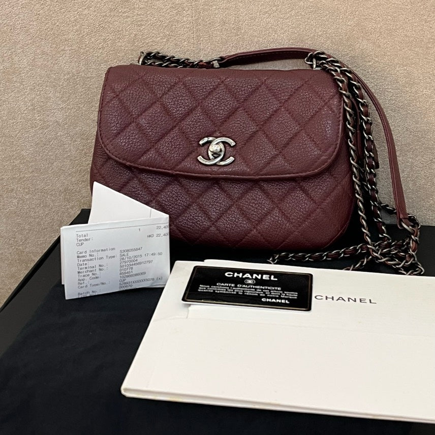 Chanel HMM Burgundy Leather Shoulder Bag
