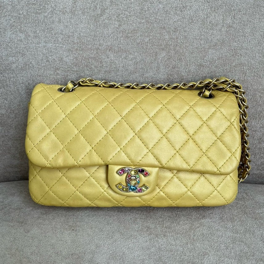 Chanel Quilted Flap Bag Yellow Leather Shoulder Bag