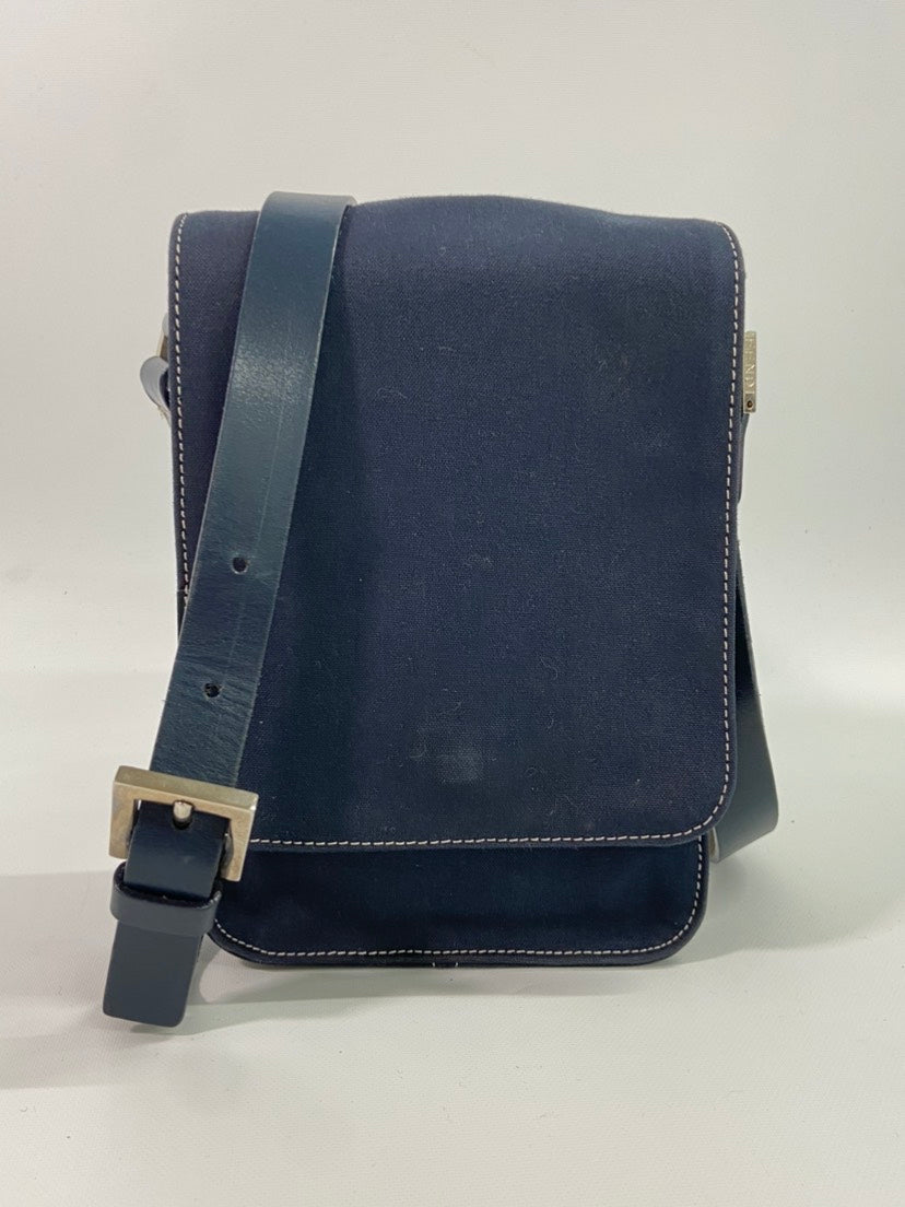 FENDI Retro Messenger Bag Navy Canvas Crossbody