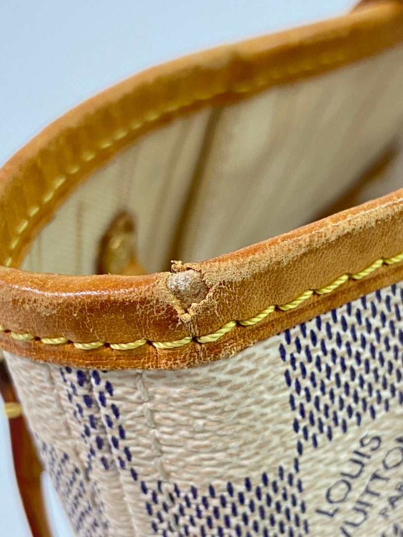 Louis Vuitton Neverfull PM, Damier Azur, Beige, Tote