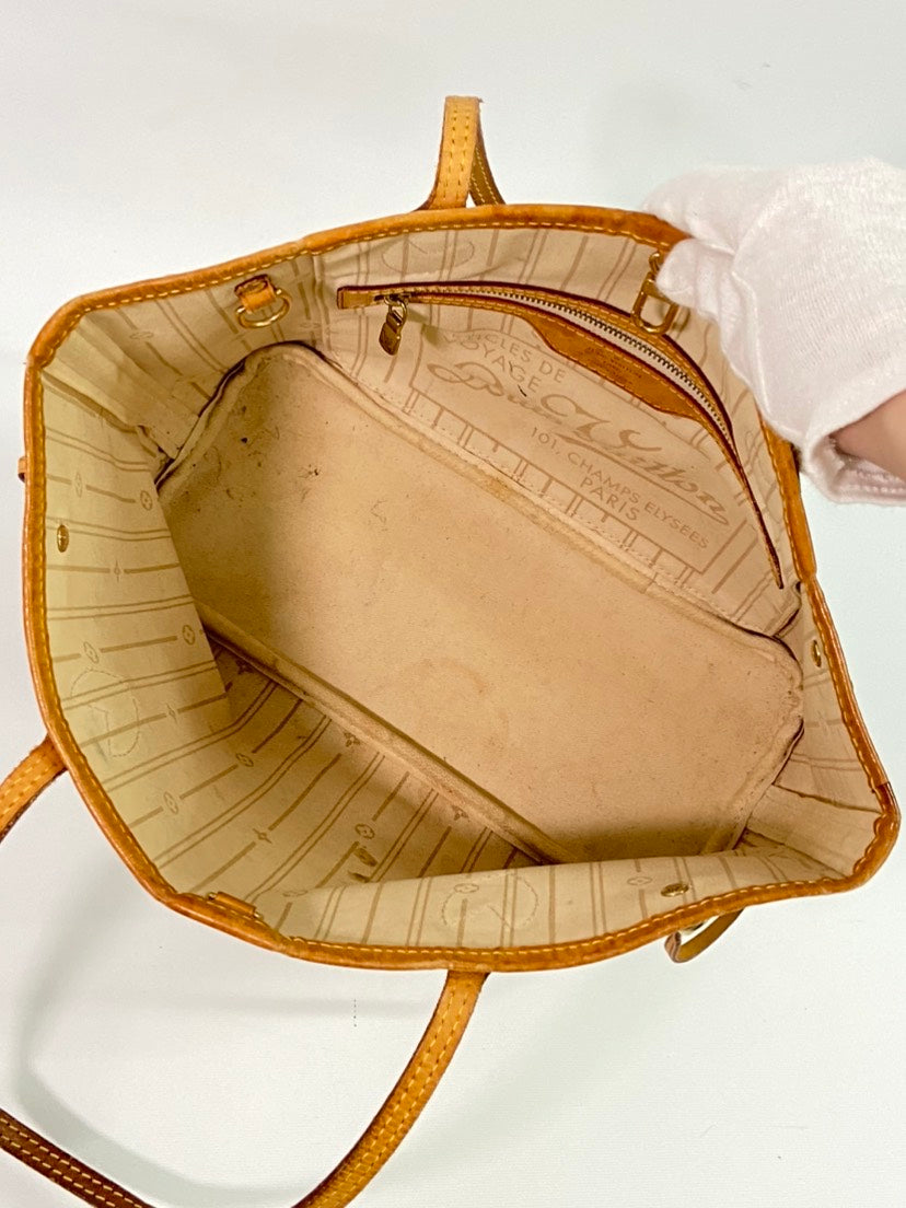 Louis Vuitton Neverfull PM, Damier Azur, Beige, Tote