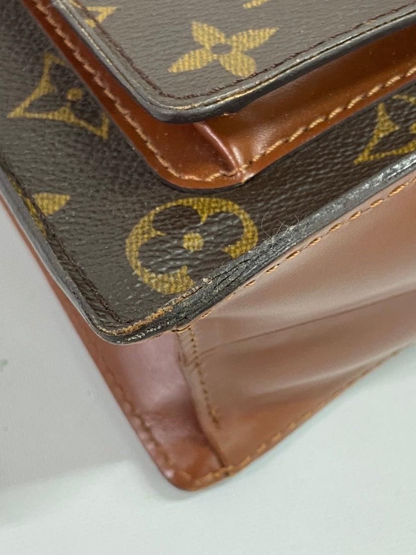 LOUIS VUITTON Monogram Monsour28 Brown Leather Satchel Bag