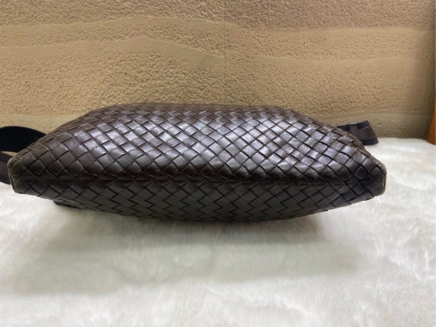 Bottega Veneta Intrecciato Dark Gray Leather Crossbody Bag