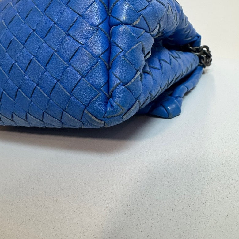 Bottega Veneta Intrecciato Blue Leather Shoulder Bag